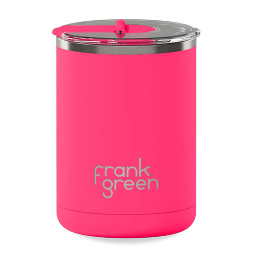 frank green 12oz Ceramic Cup with Hinged Lid Neon Pink